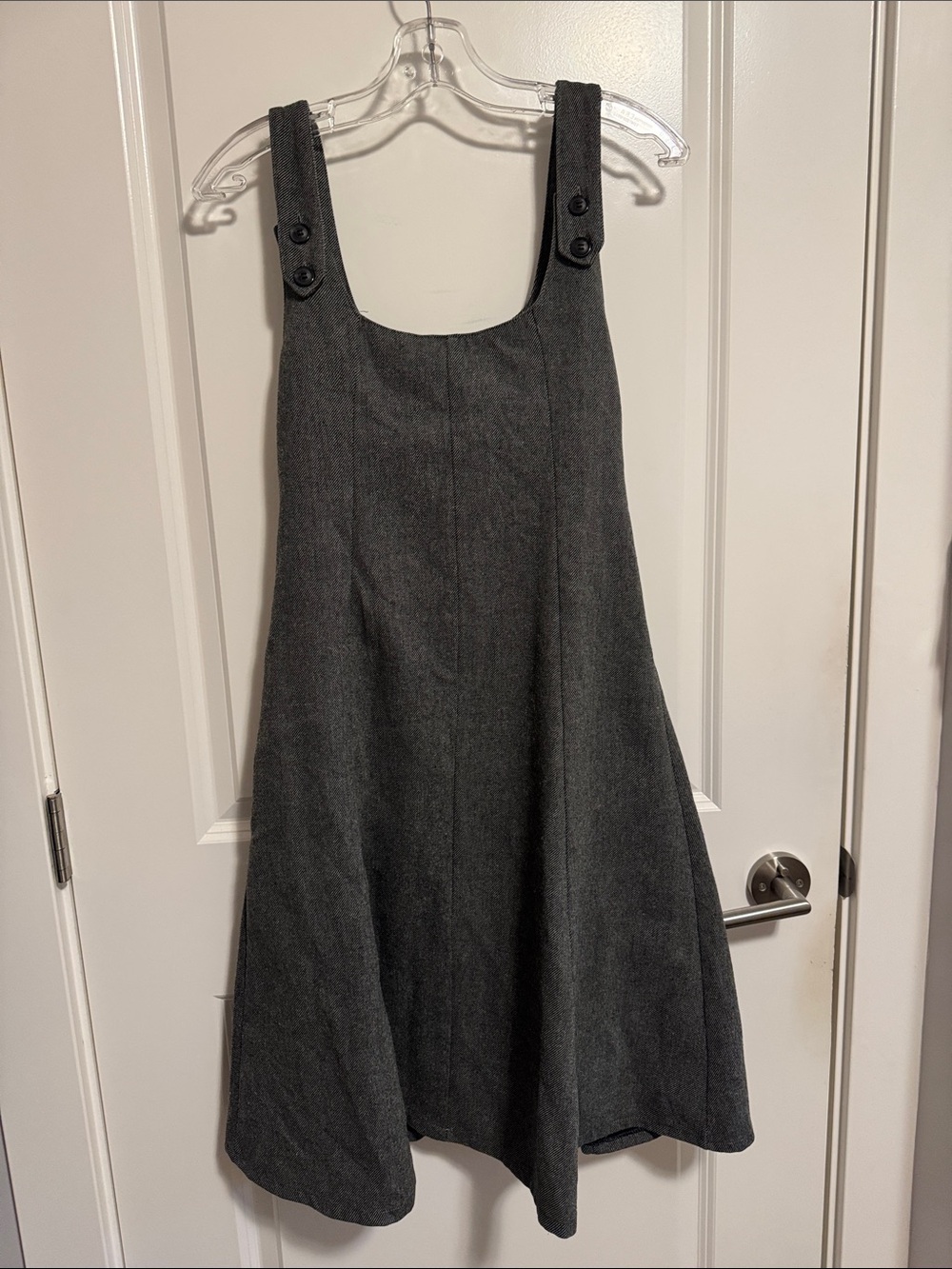 OAK + FORT Charcoal Gray Midi Pinafore Dress